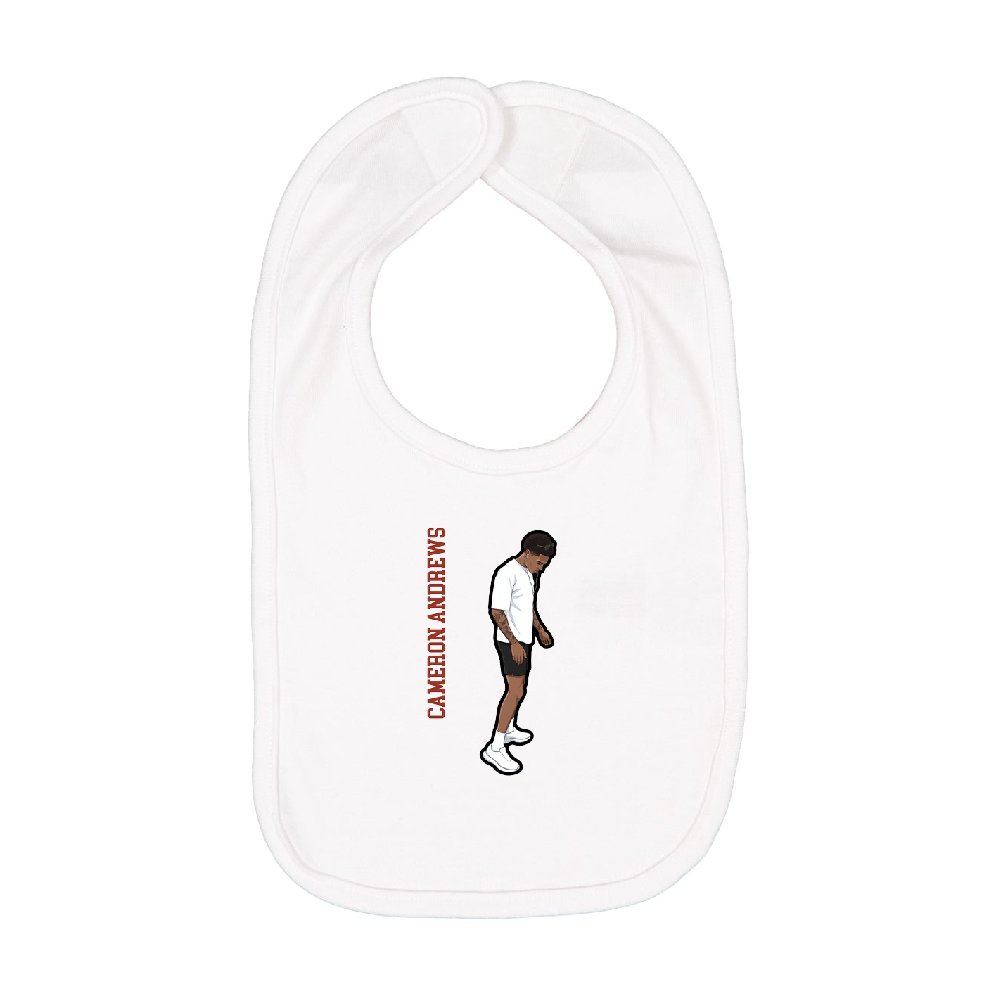 Infant Bib — Name Vertical in White