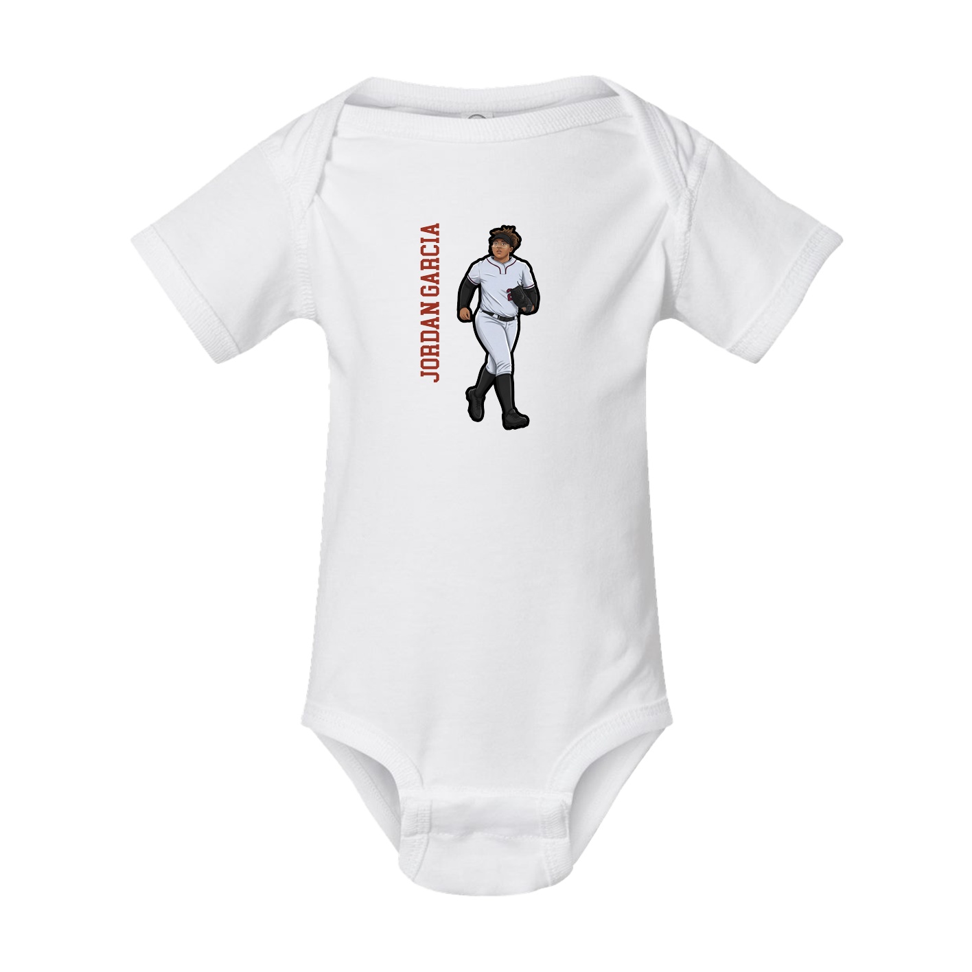 Baby Onesie — Name Vertical in White