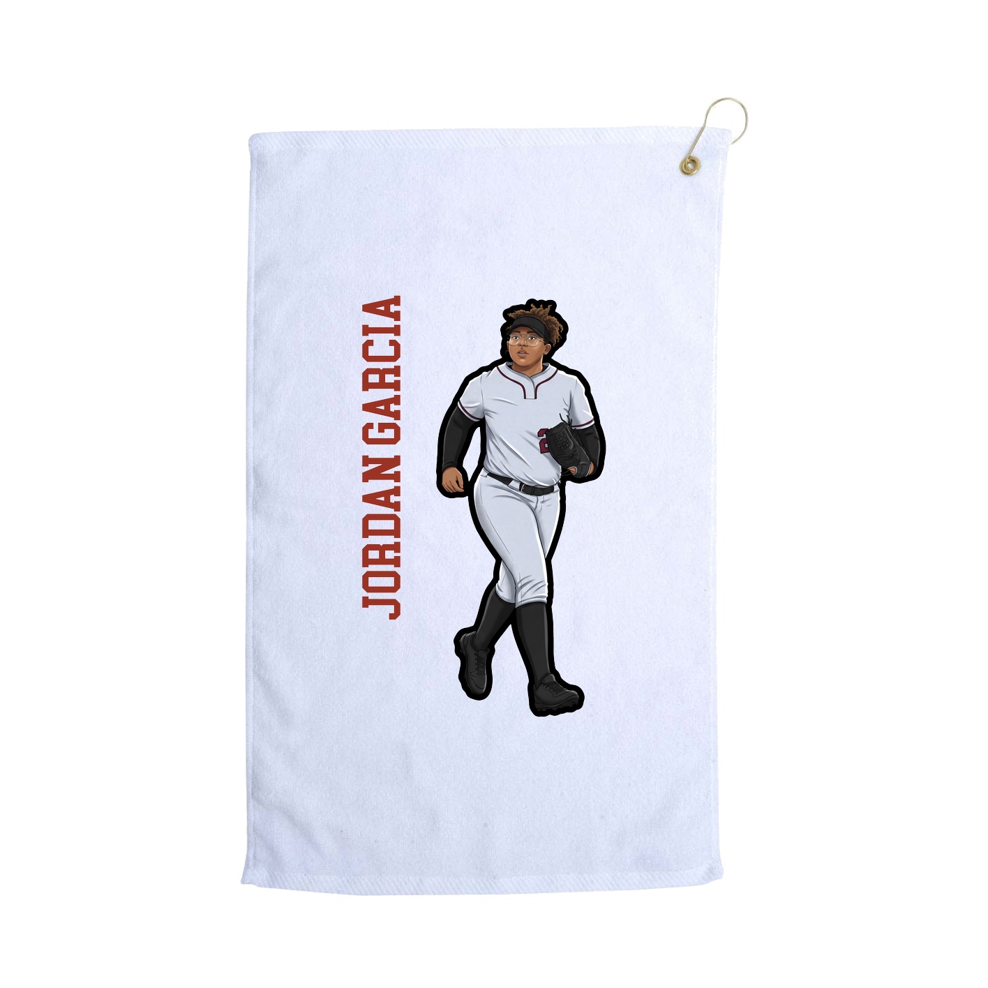Golf Towel — Name Vertical in White