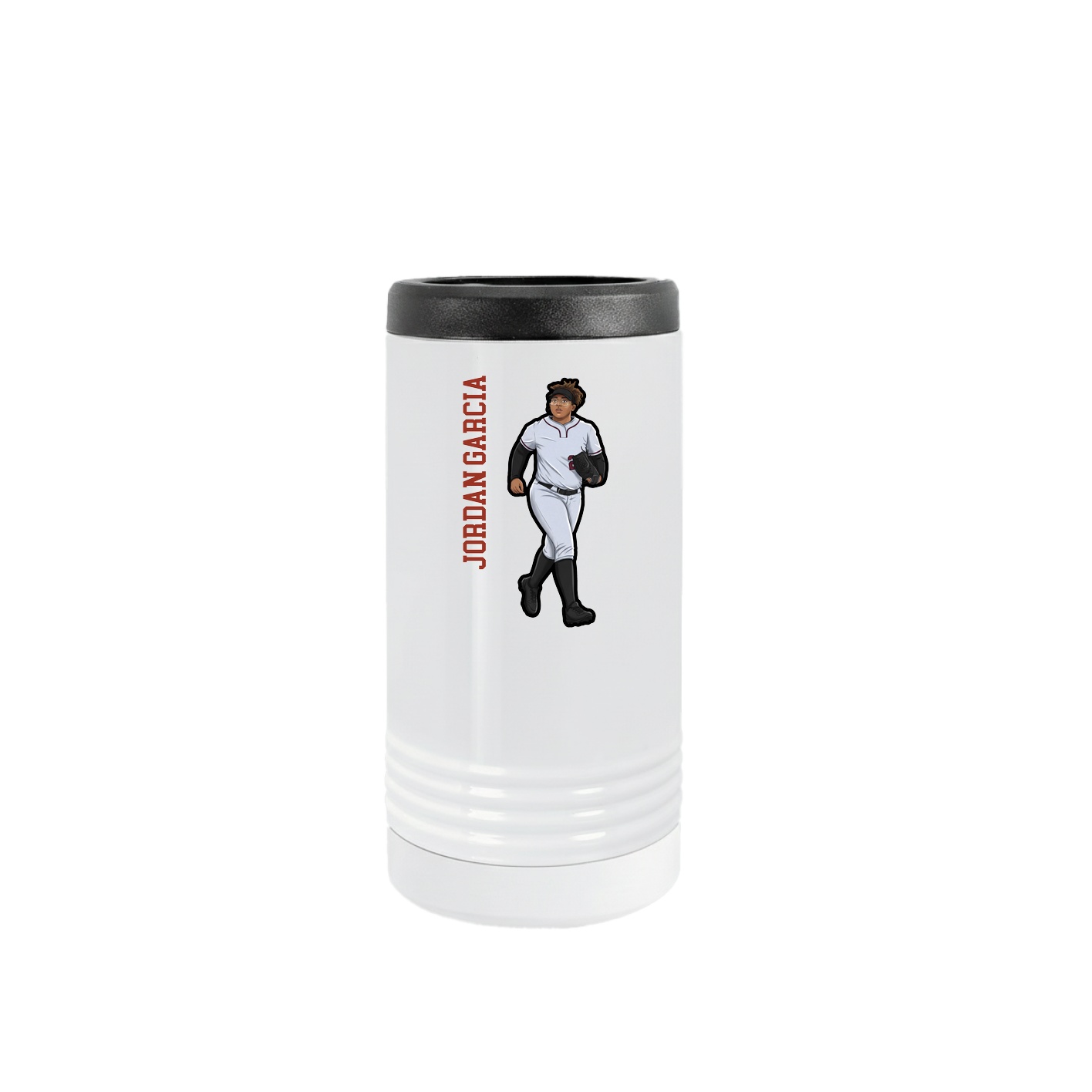 Slim Beverage Holder — Name Vertical in White