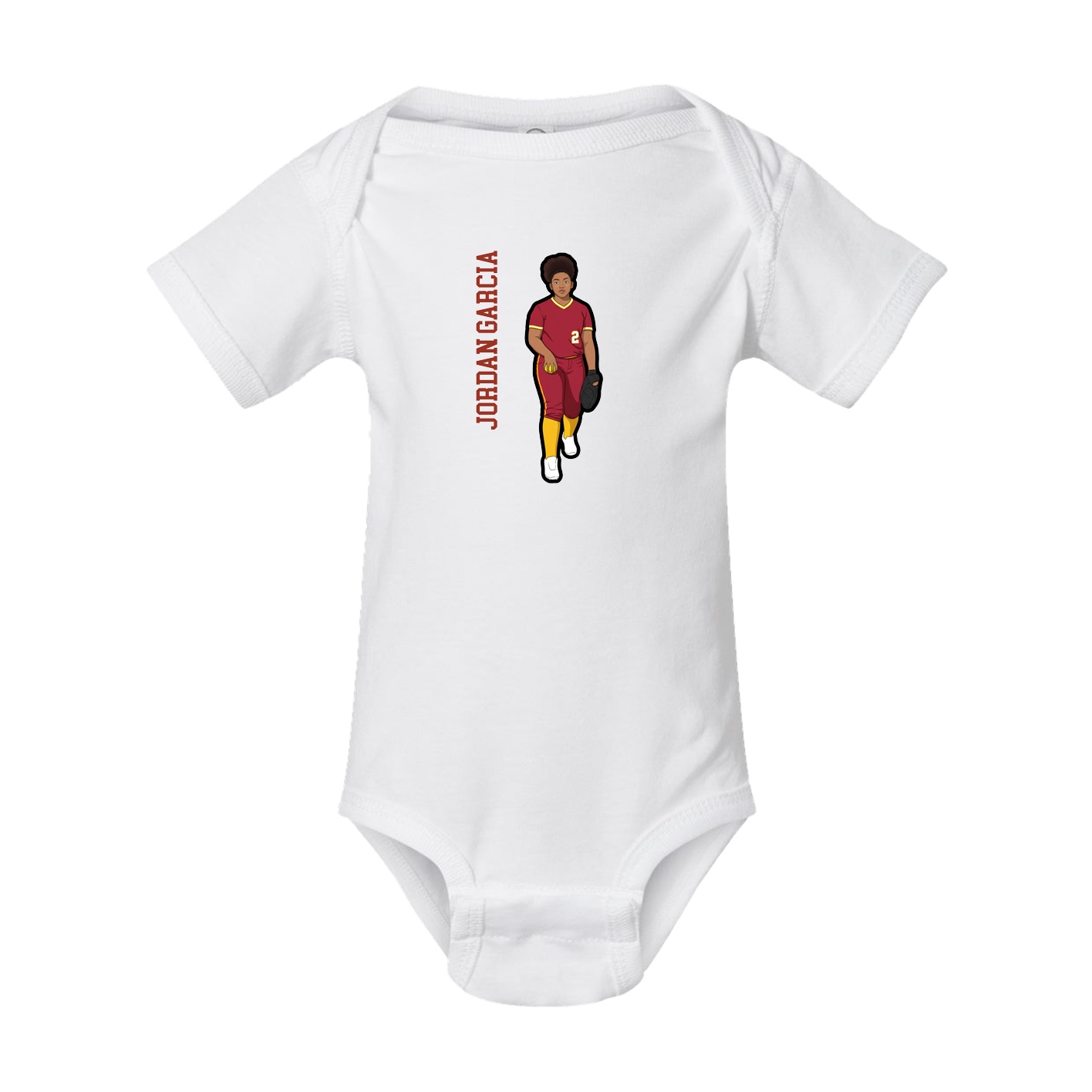 Baby Onesie — Name Vertical in White