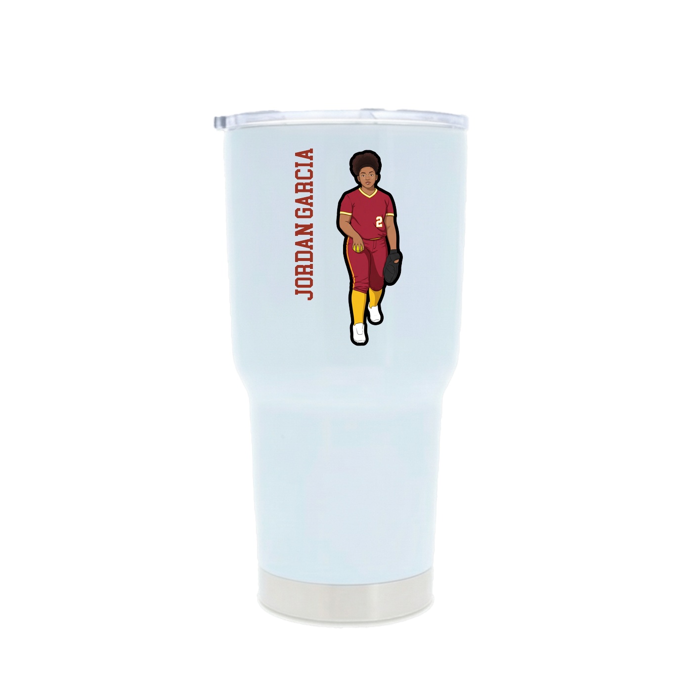30oz Stainless Steel Tumbler — Name Vertical in White