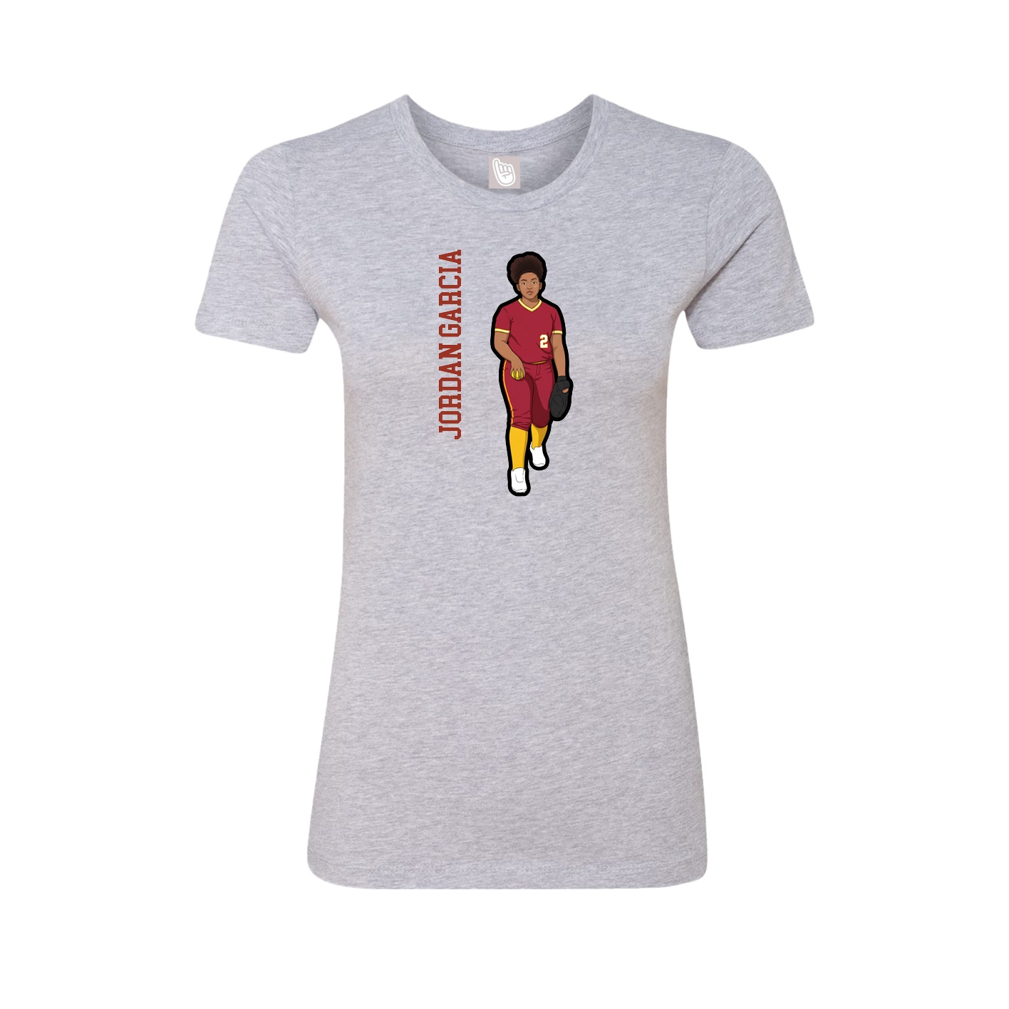 Fitted Women's Tee — Name Vertical in Grey