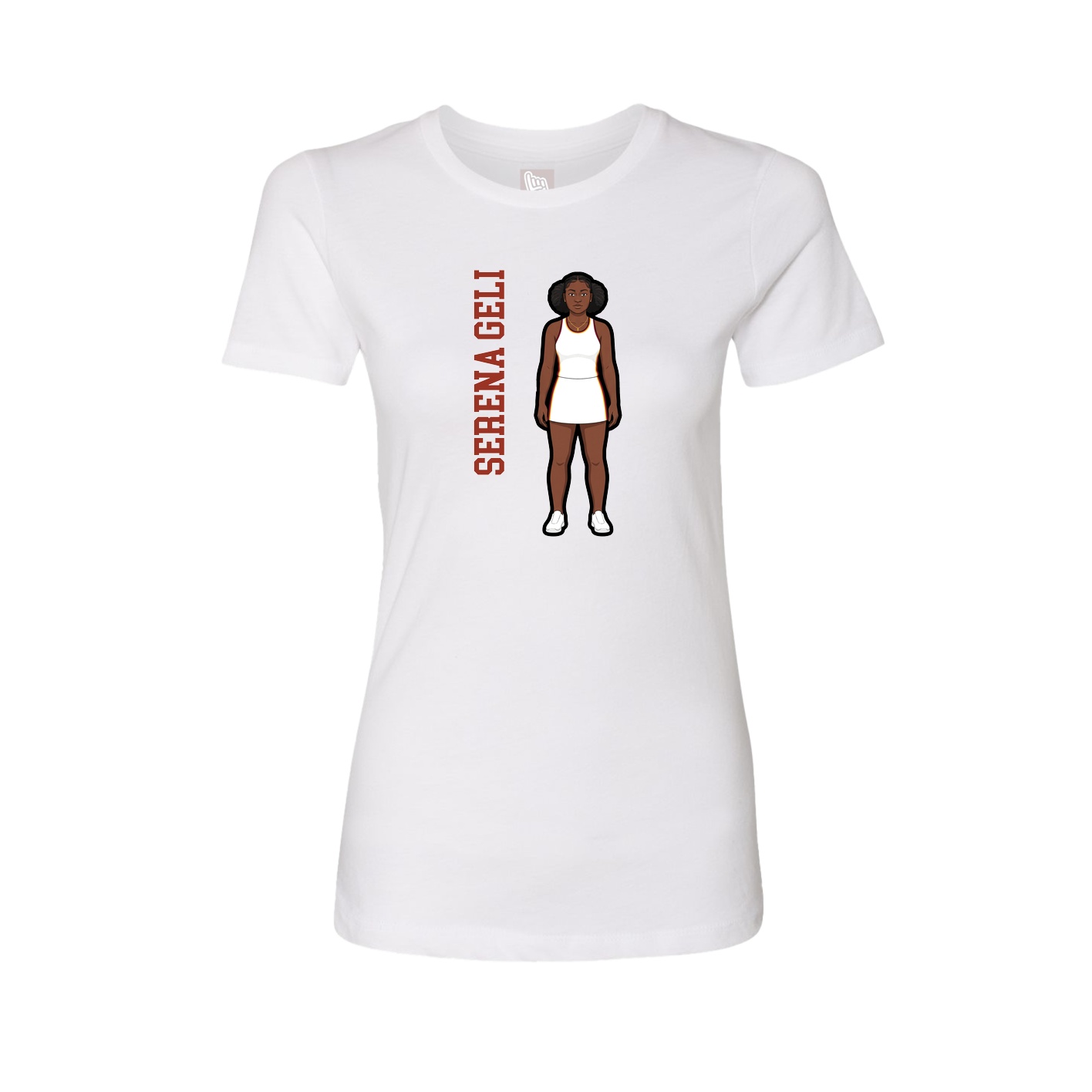 Fitted Women's Tee — Name Vertical in White