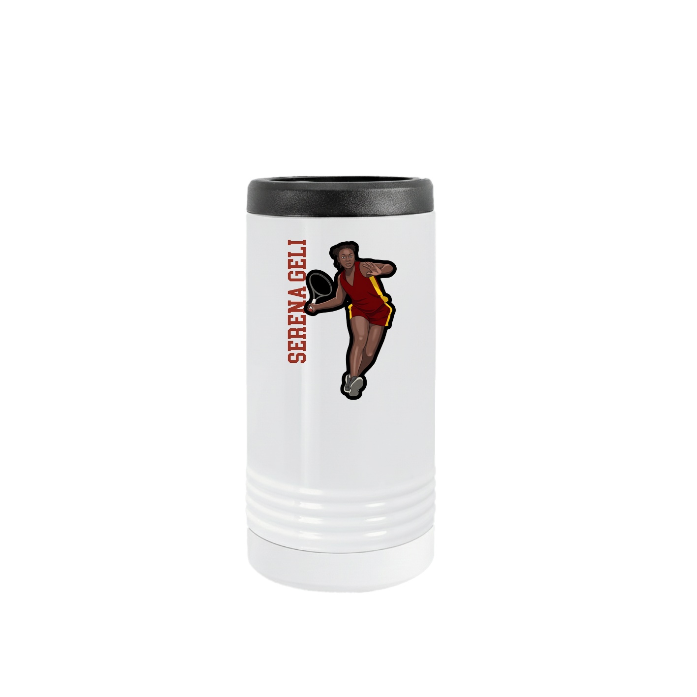 Slim Beverage Holder — Name Vertical in White