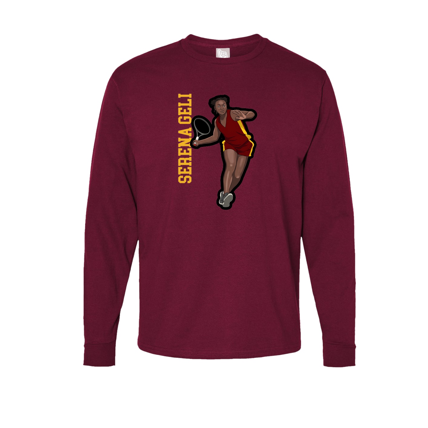 Long Sleeve Tee — Name Vertical in Cardinal