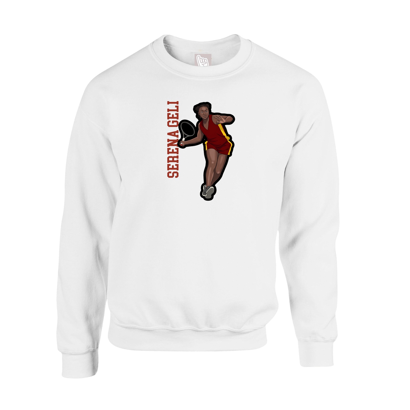 Fleece Crew — Name Vertical in White
