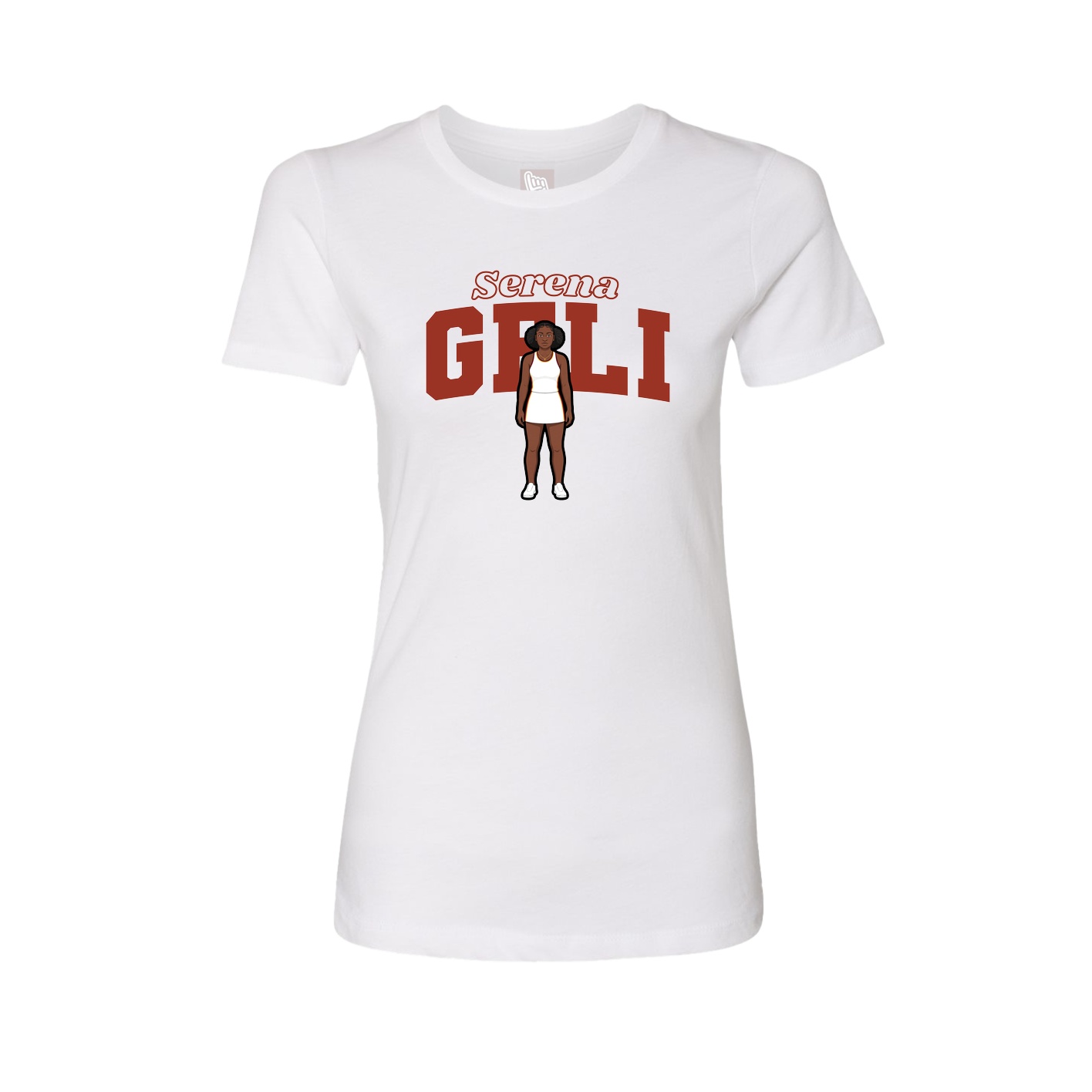 Fitted Women's Tee — Name Arch in White
