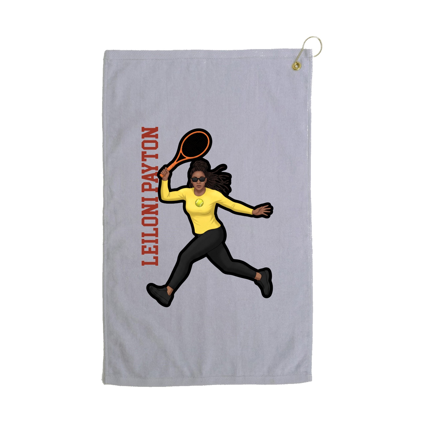 Golf Towel — Name Vertical in Grey