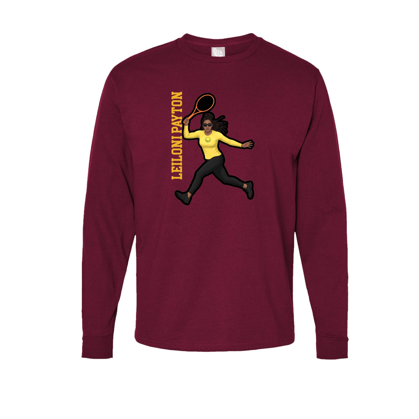Long Sleeve Tee — Name Vertical in Cardinal