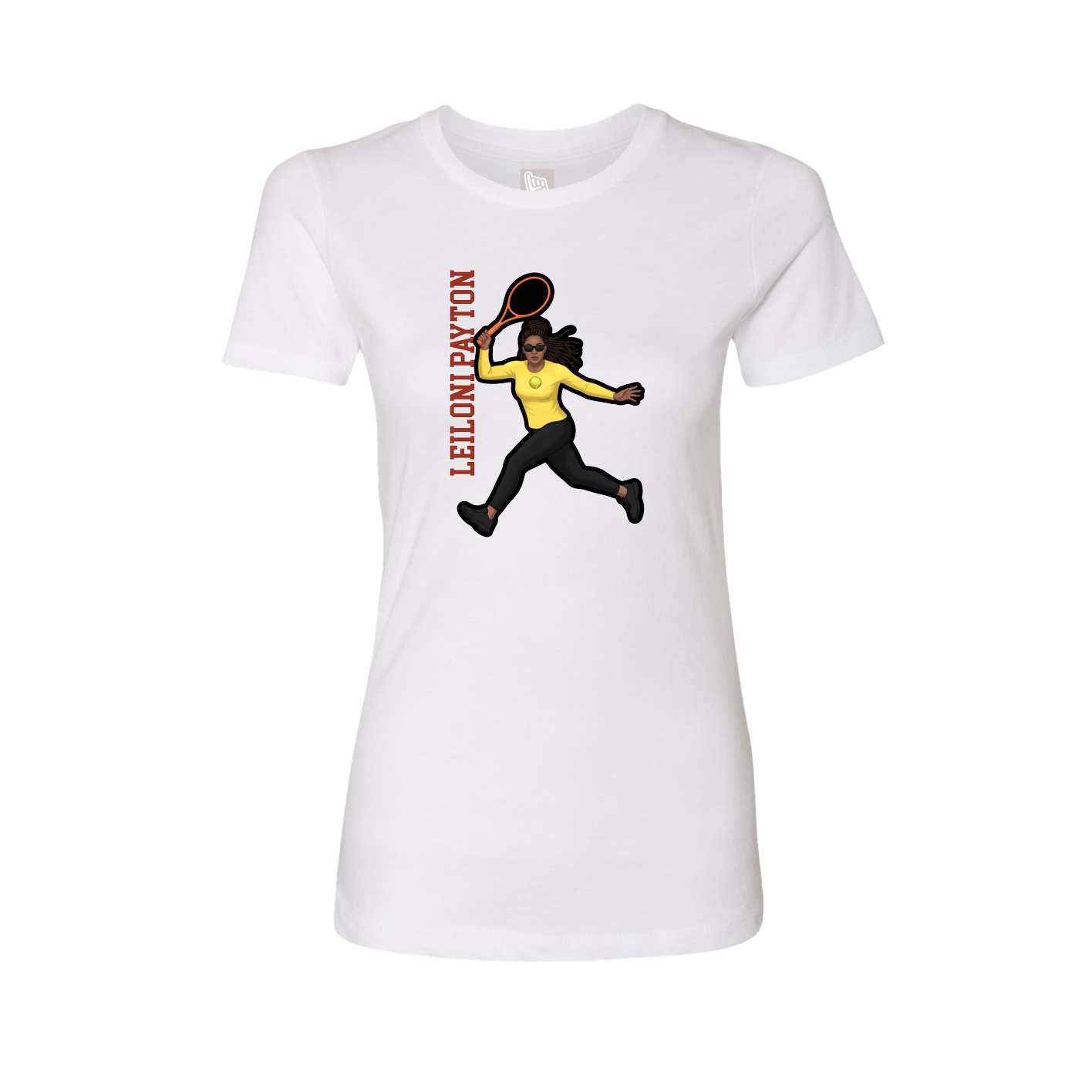 Fitted Women's Tee — Name Vertical in White