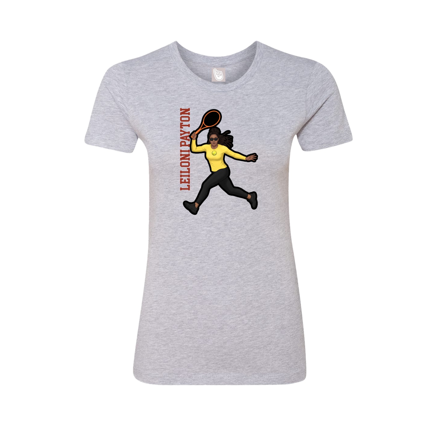 Womens Tee — Name Vertical in Grey