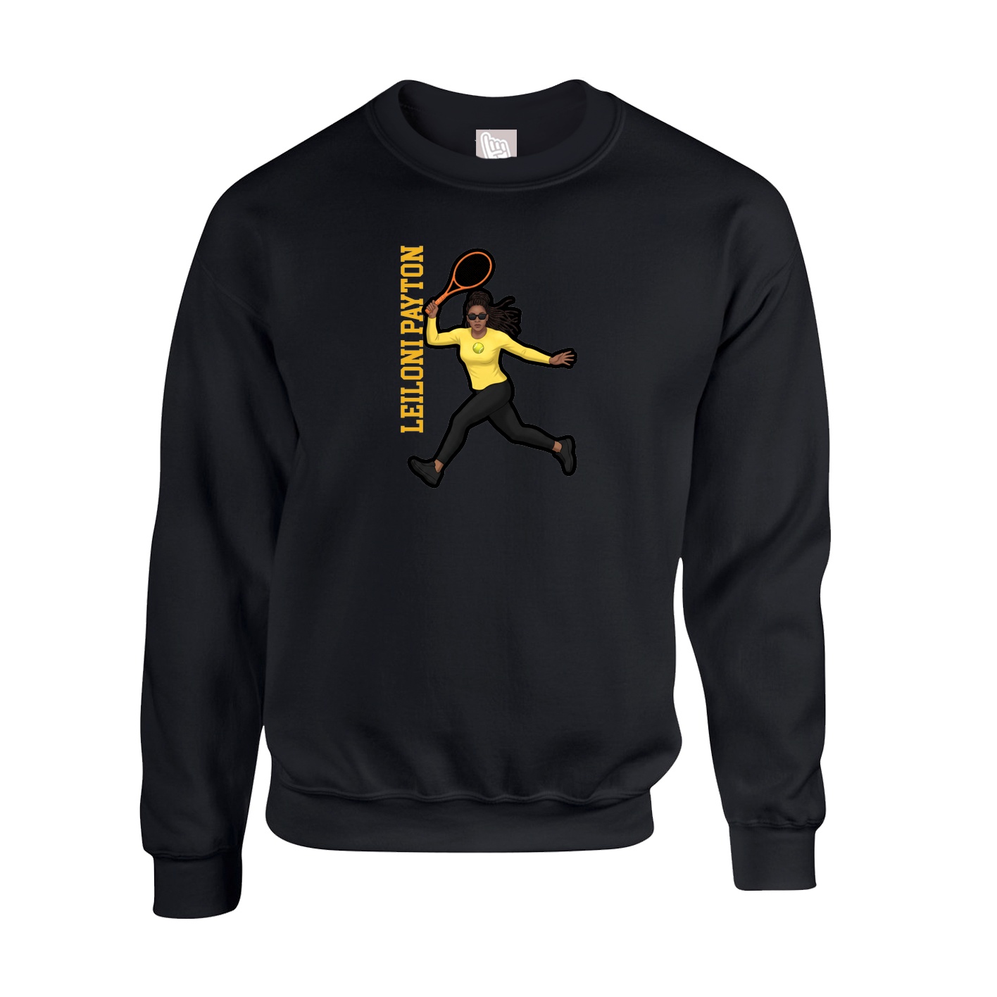 Fleece Crew — Name Vertical in Black