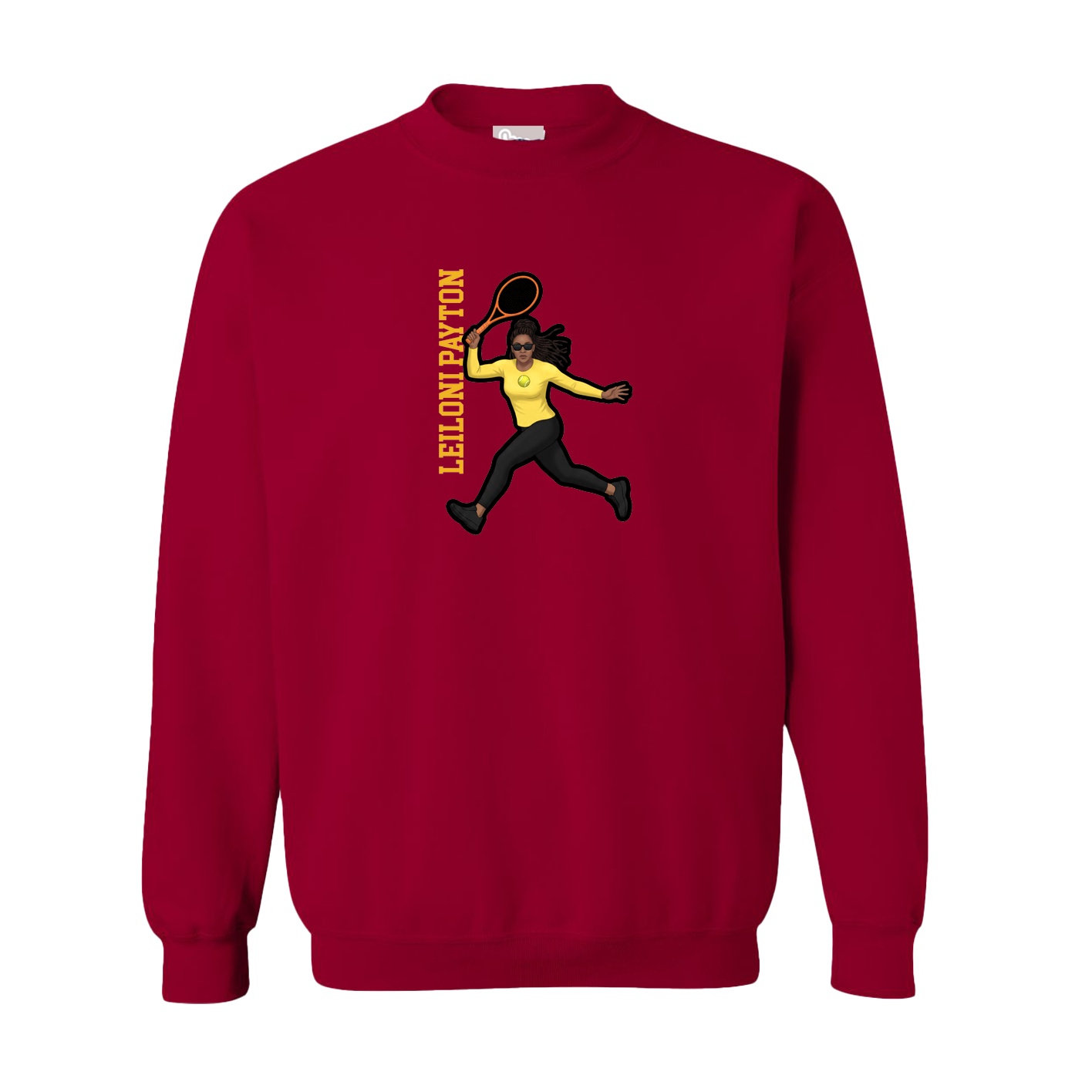 Fleece Crew — Name Vertical in Cardinal