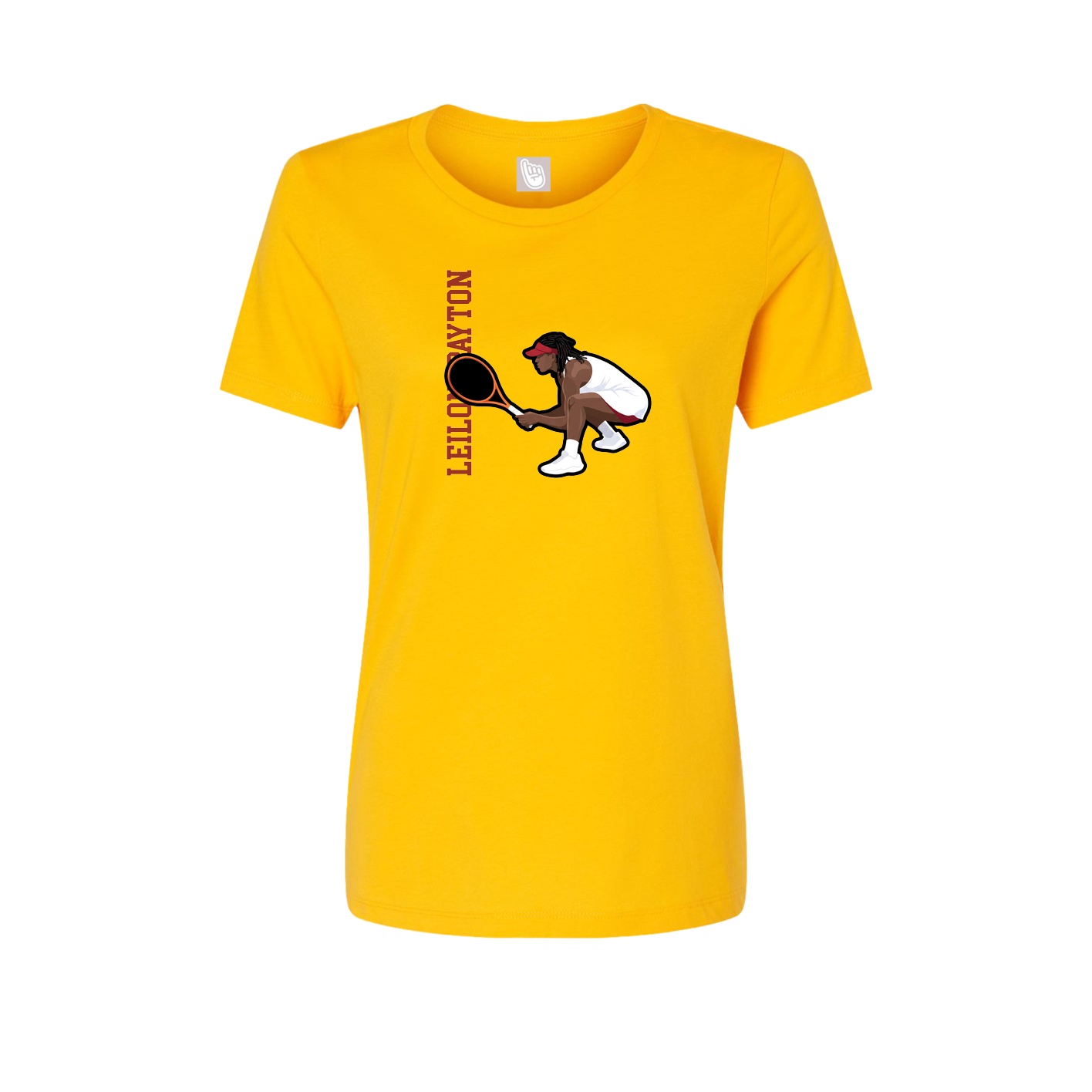 Fitted Women's Tee — Name Vertical in Gold