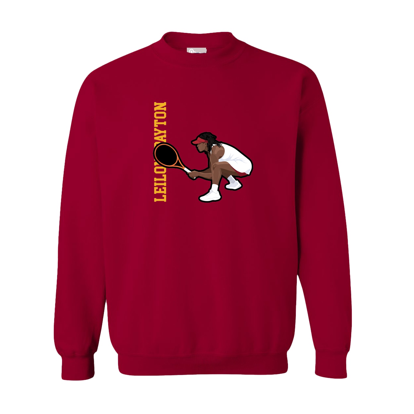 Fleece Crew — Name Vertical in Cardinal