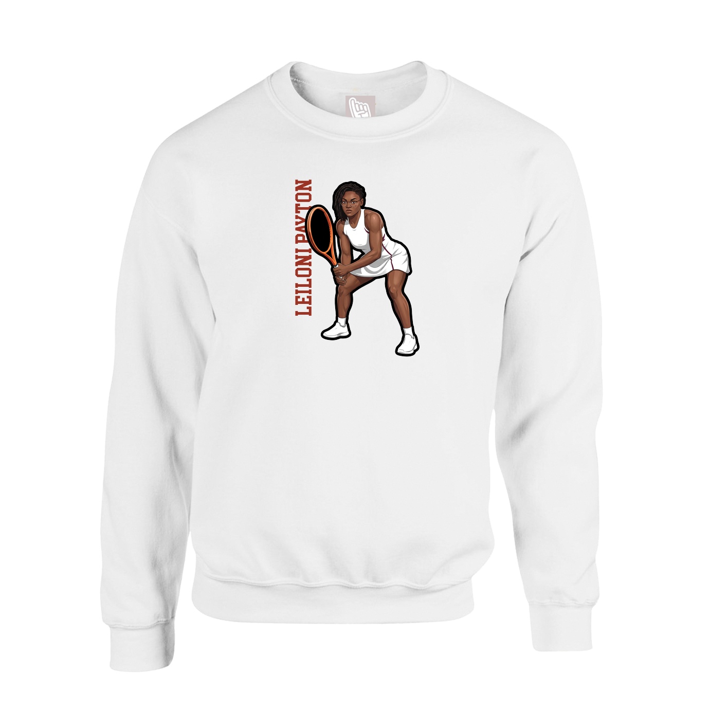 Fleece Crew — Name Vertical in White
