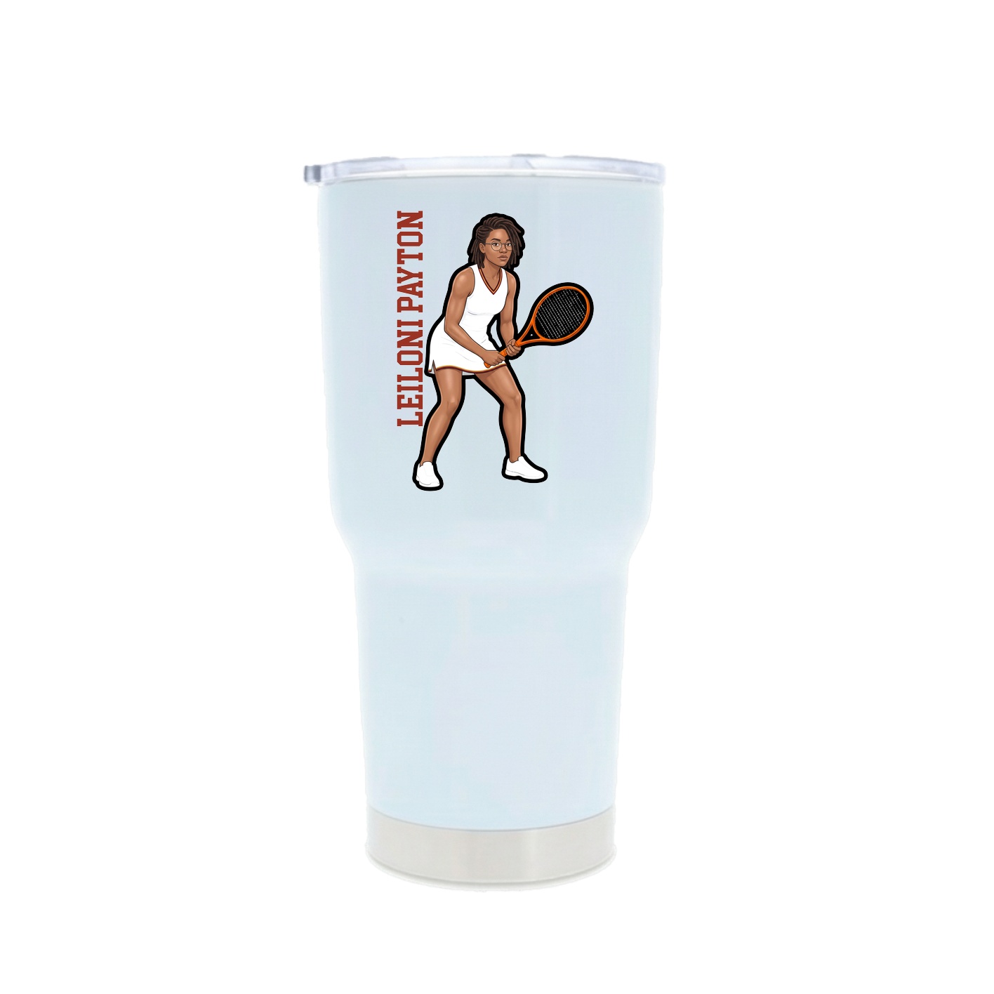 30oz Stainless Steel Tumbler — Name Vertical in White