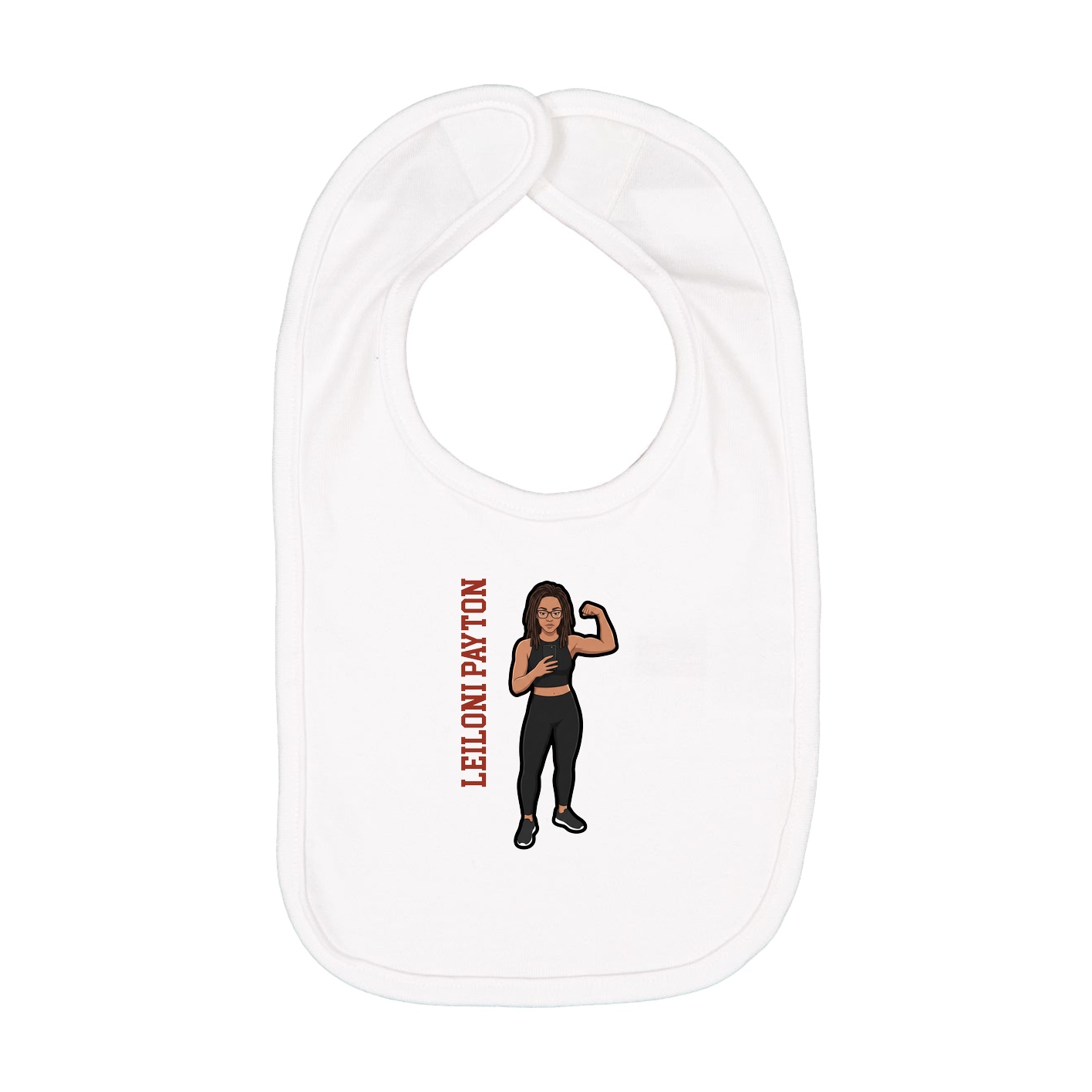 Infant Bib — Name Vertical in White