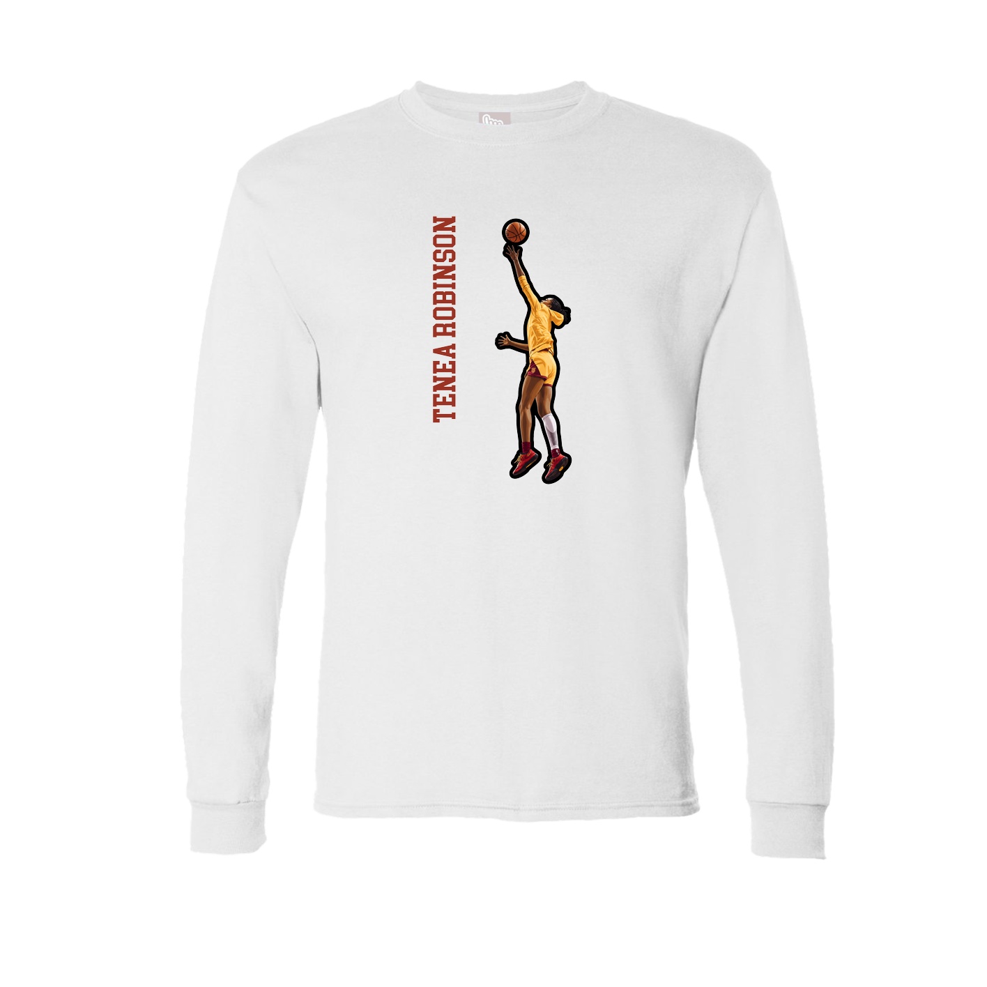 Long Sleeve Tee — Name Vertical in White