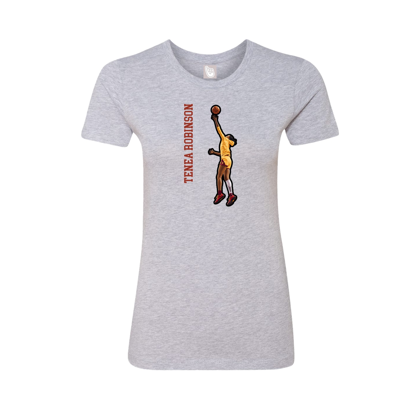 Fitted Women's Tee — Name Vertical in Grey