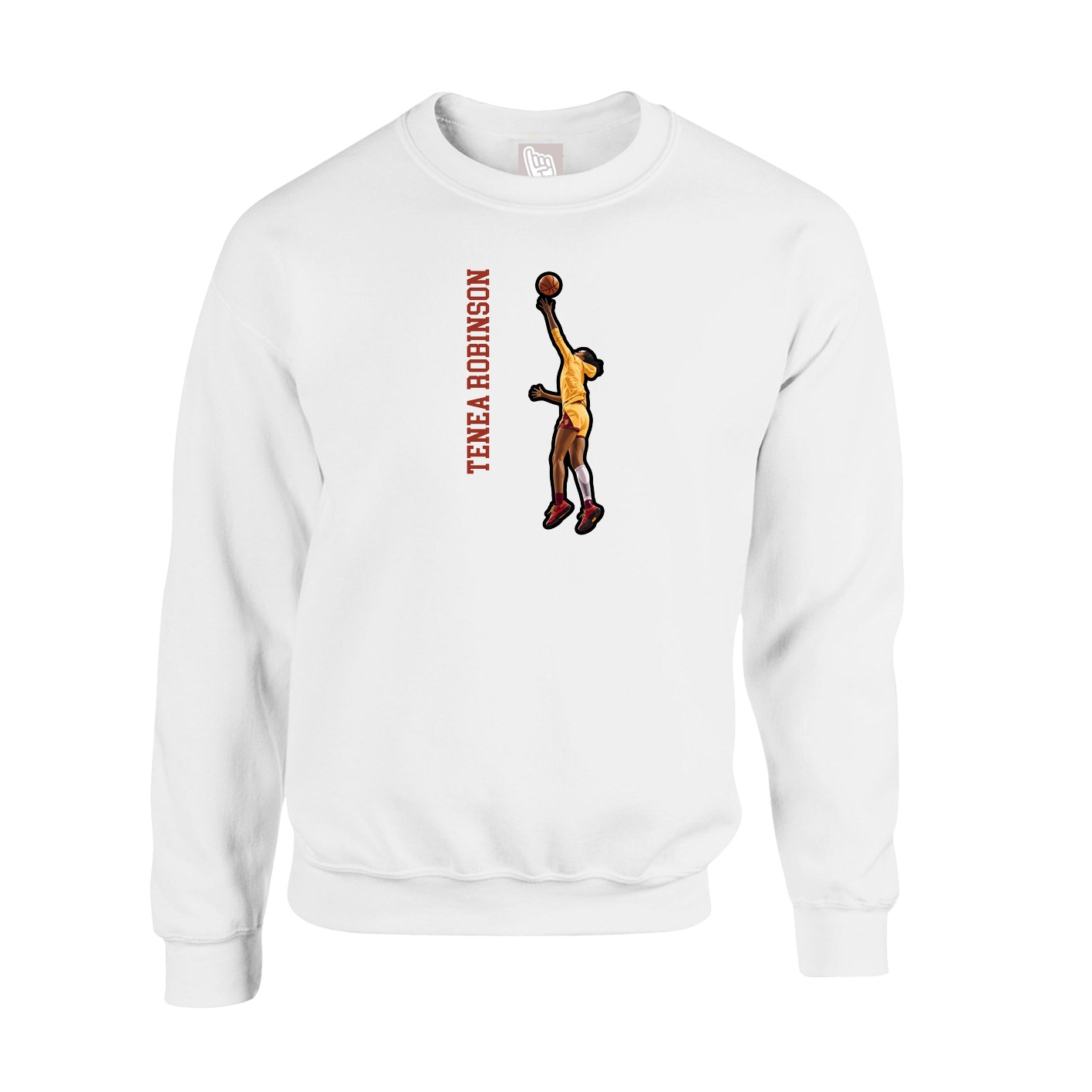 Fleece Crew — Name Vertical in White