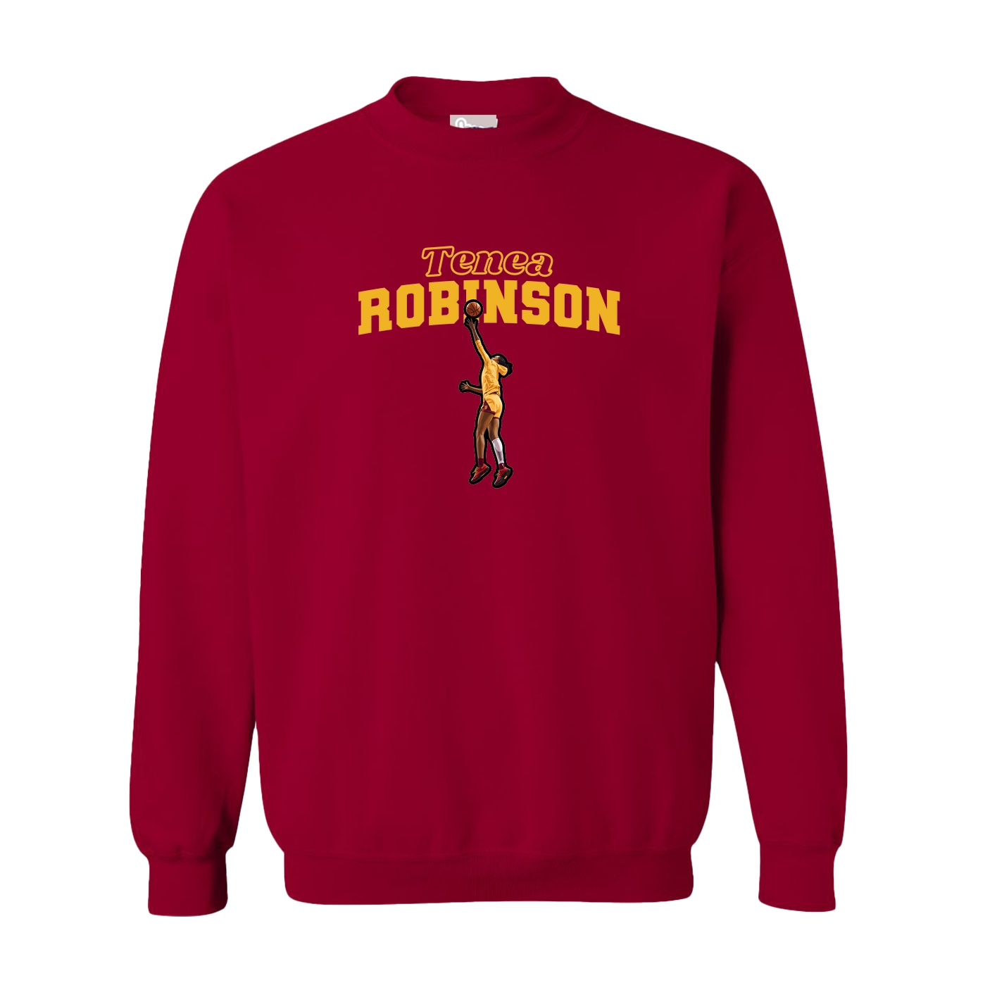 Fleece Crew — Name Arch in Cardinal