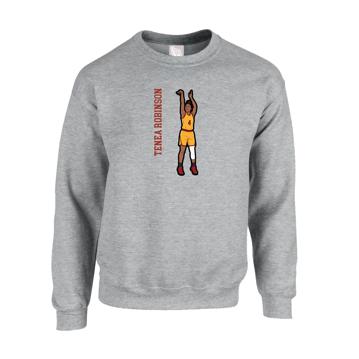 Fleece Crew — Name Vertical in Grey