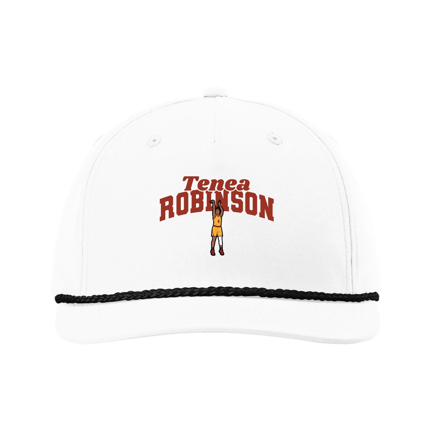 Five-Panel Classic Rope Cap — Signature Arch in White
