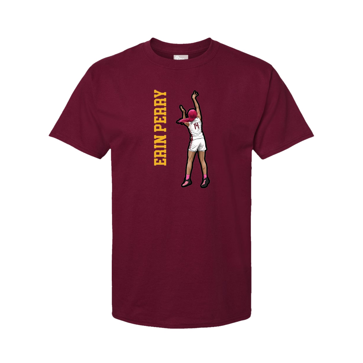 Youth Tee — Name Vertical in Cardinal