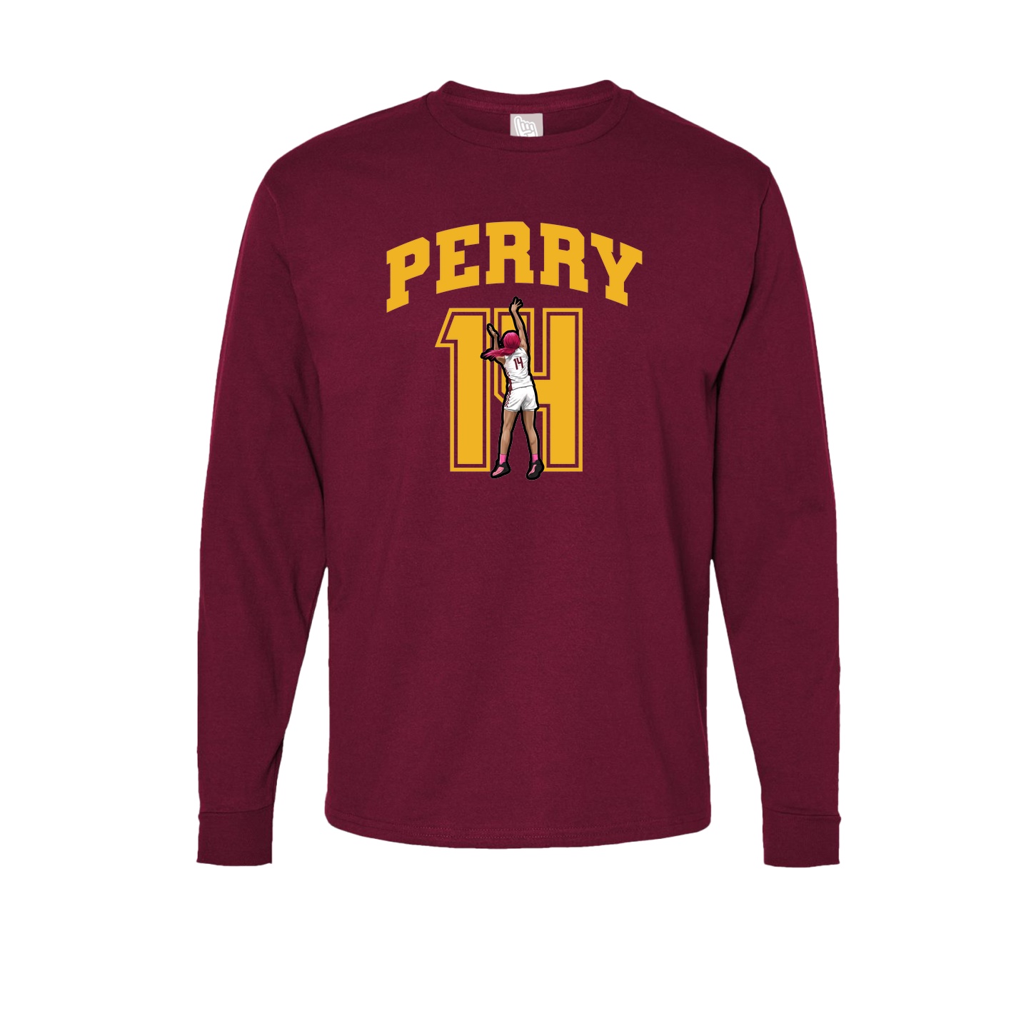 Long Sleeve Tee — Number in Cardinal