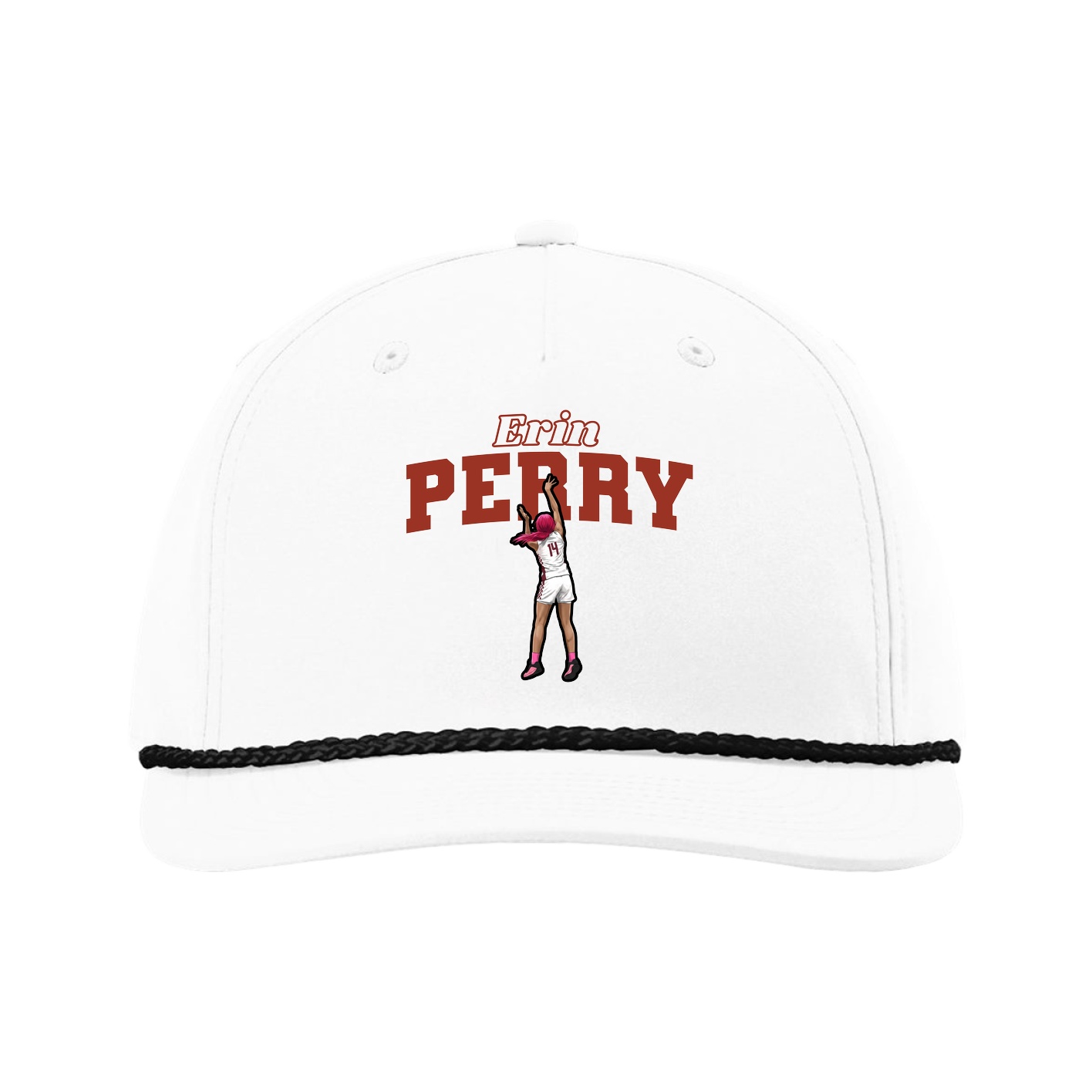 Five-Panel Classic Rope Cap — Name Arch in White