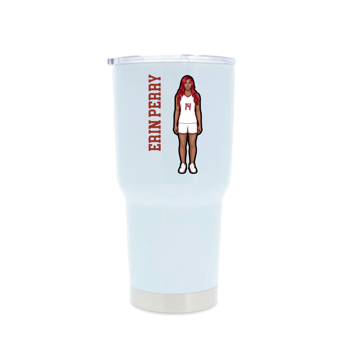 30oz Stainless Steel Tumbler — Name Vertical in White