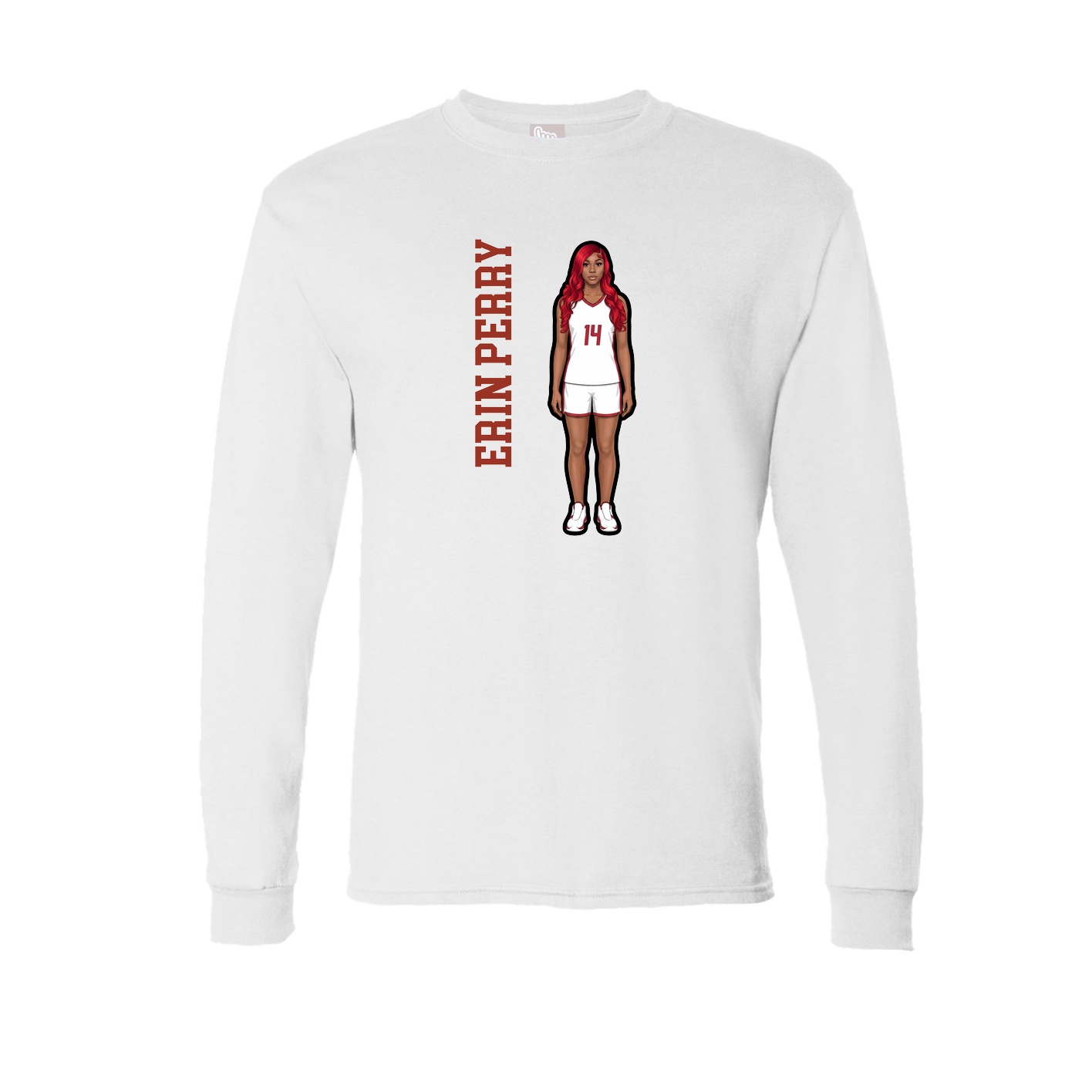 Long Sleeve Tee — Name Vertical in White