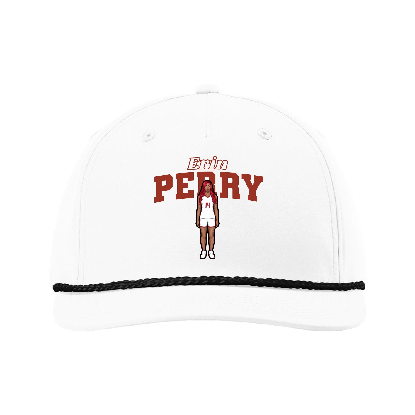Five-Panel Classic Rope Cap — Name Arch in White