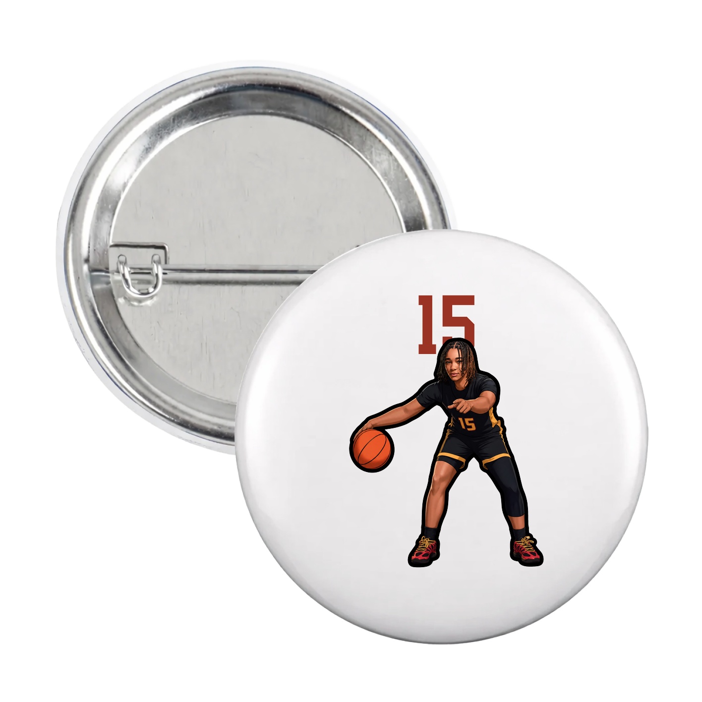 Game Day Button — Number Top in White