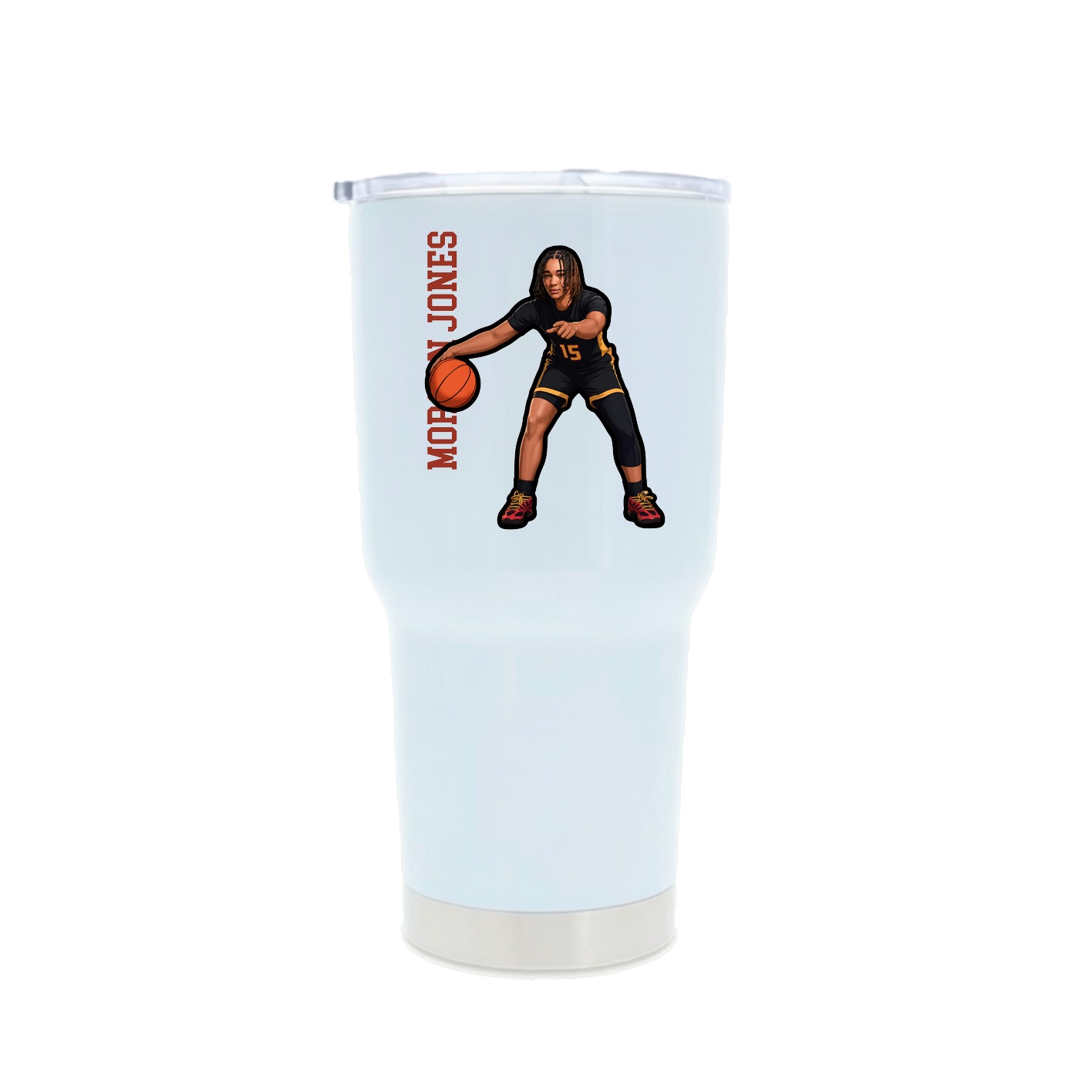30oz Stainless Steel Tumbler — Name Vertical in White