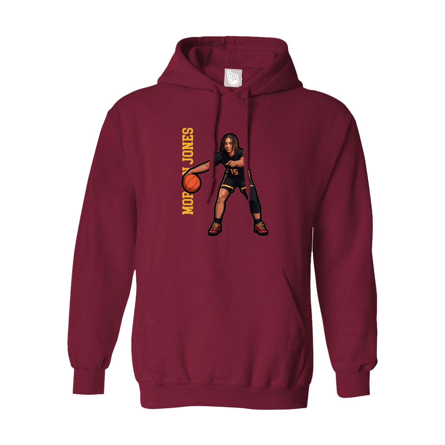 Hoodie — Name Vertical in Cardinal