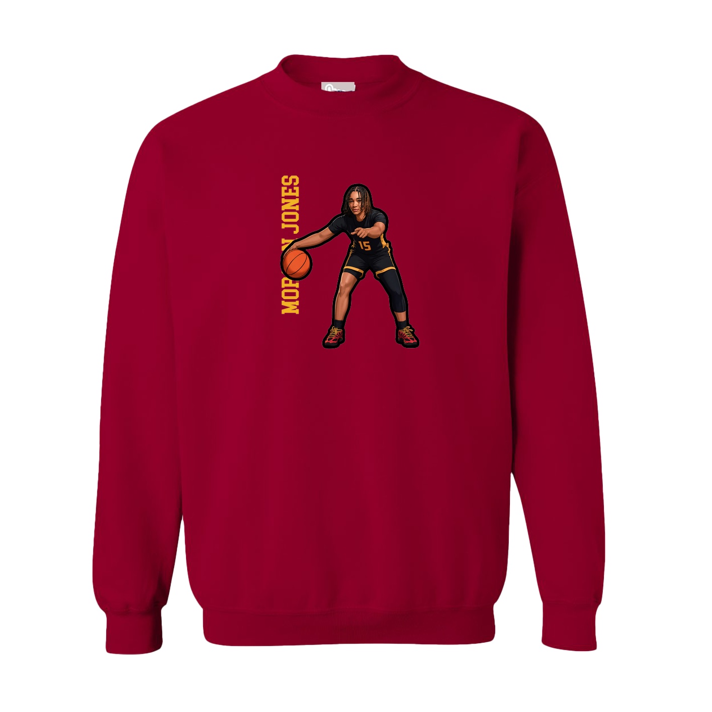 Fleece Crew — Name Vertical in Cardinal