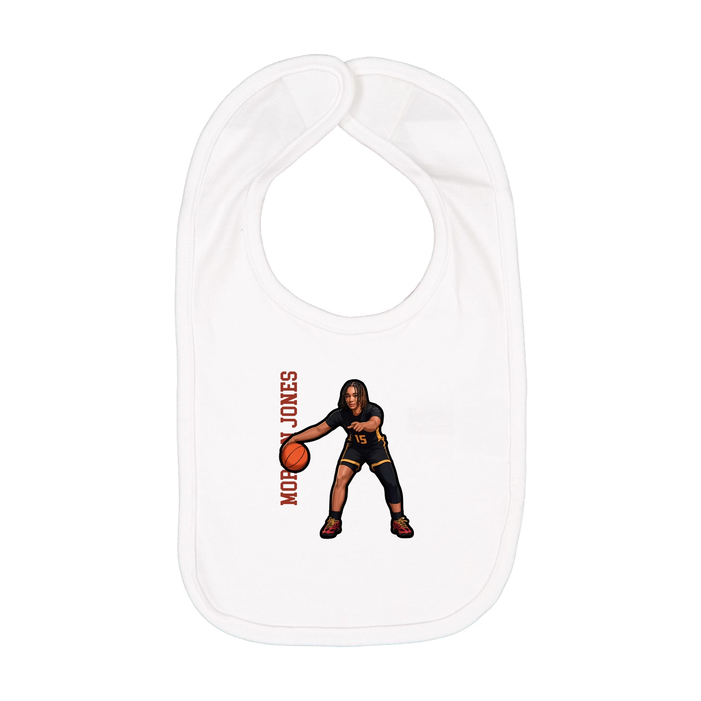Infant Bib — Name Vertical in White