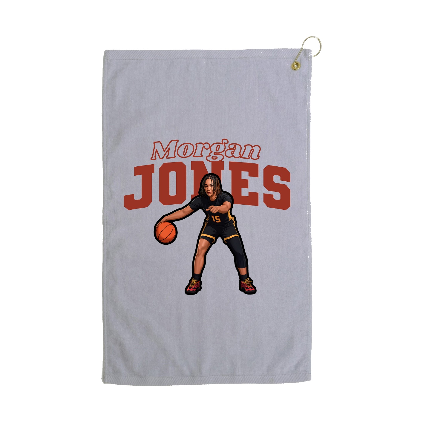 Golf Towel — Name Arch in Grey