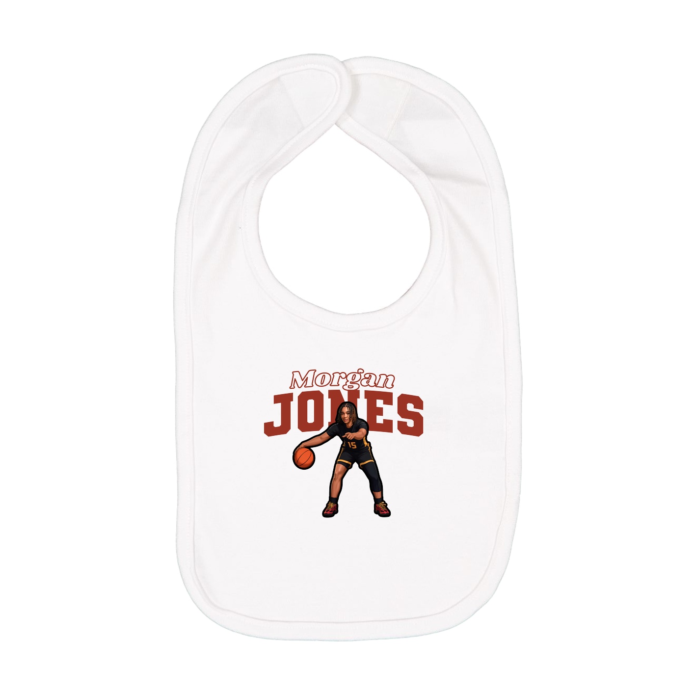 Infant Bib — Name Arch in White