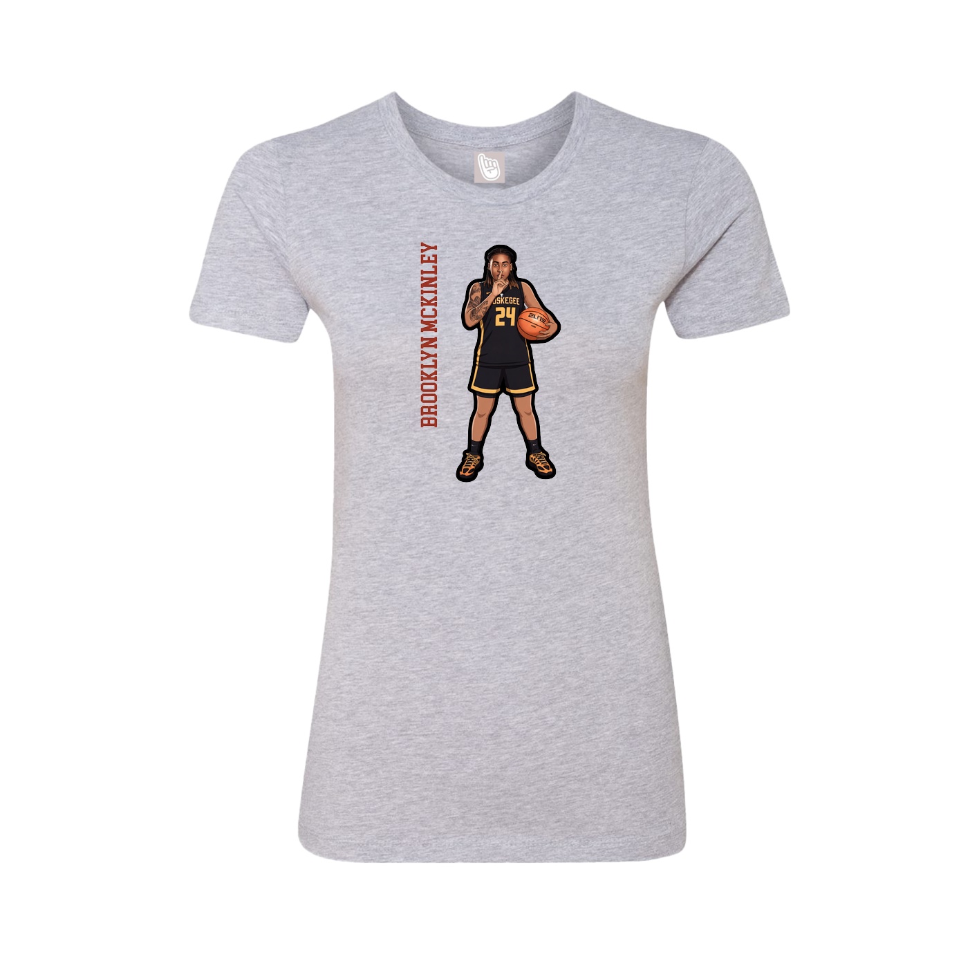 Fitted Women's Tee — Name Vertical in Grey