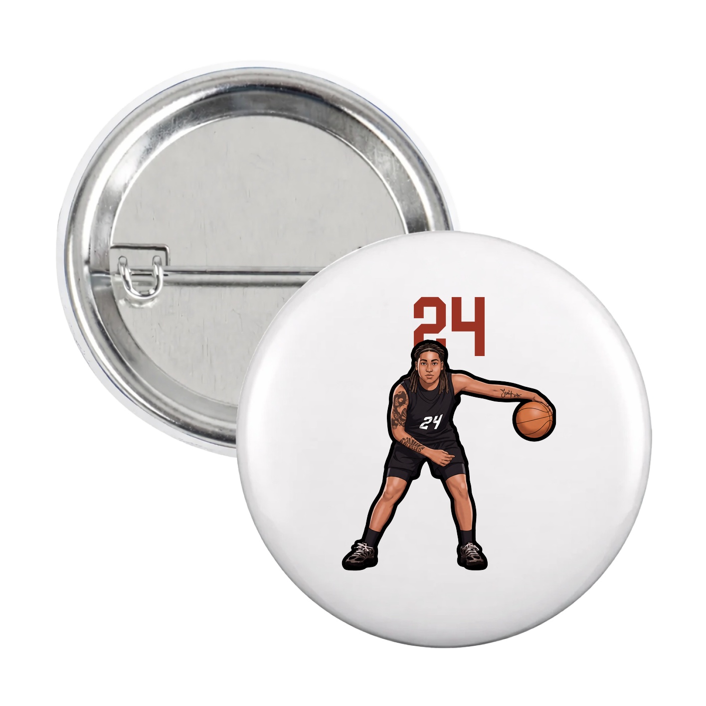 Game Day Button — Number Top in White
