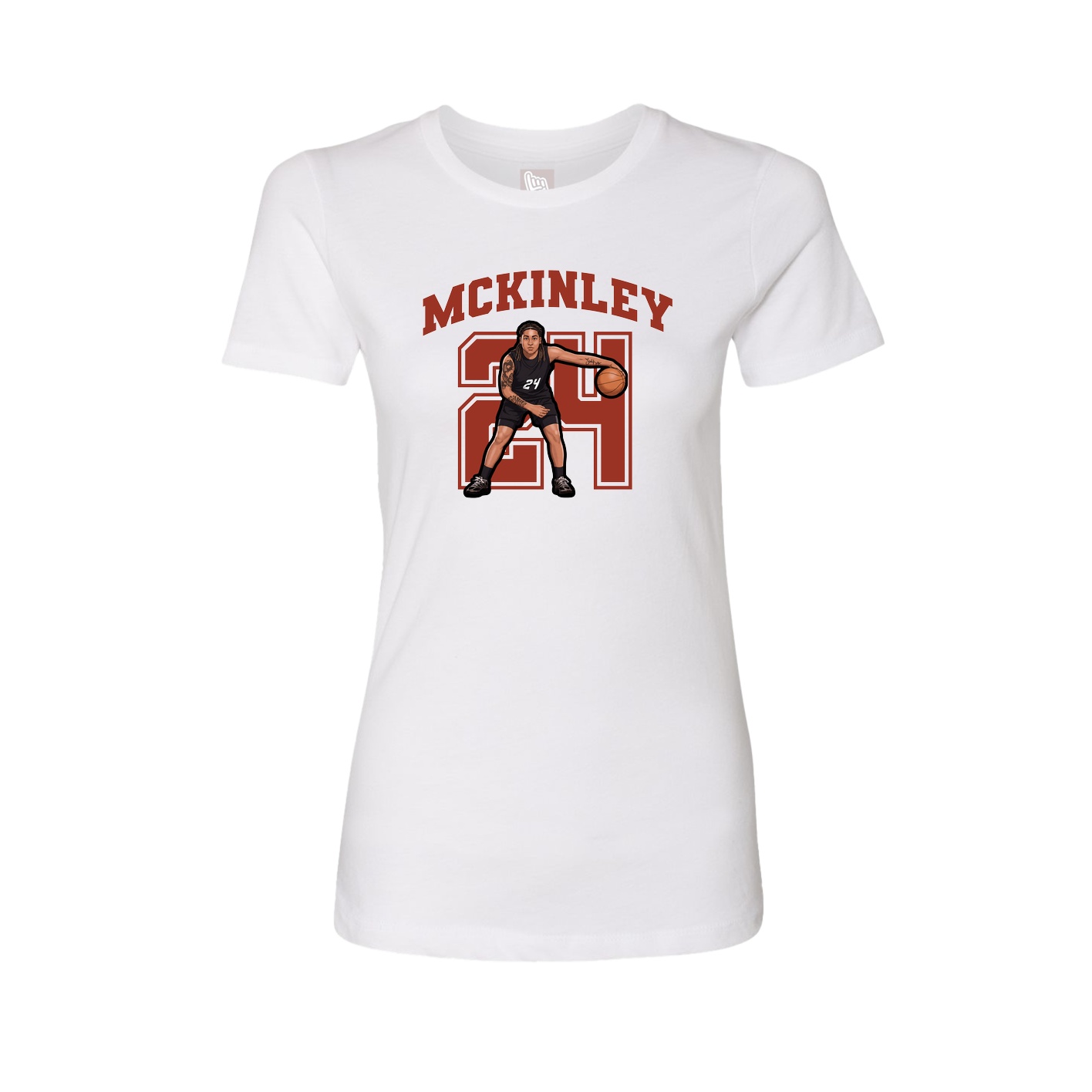 Fitted Women's Tee — Number in White