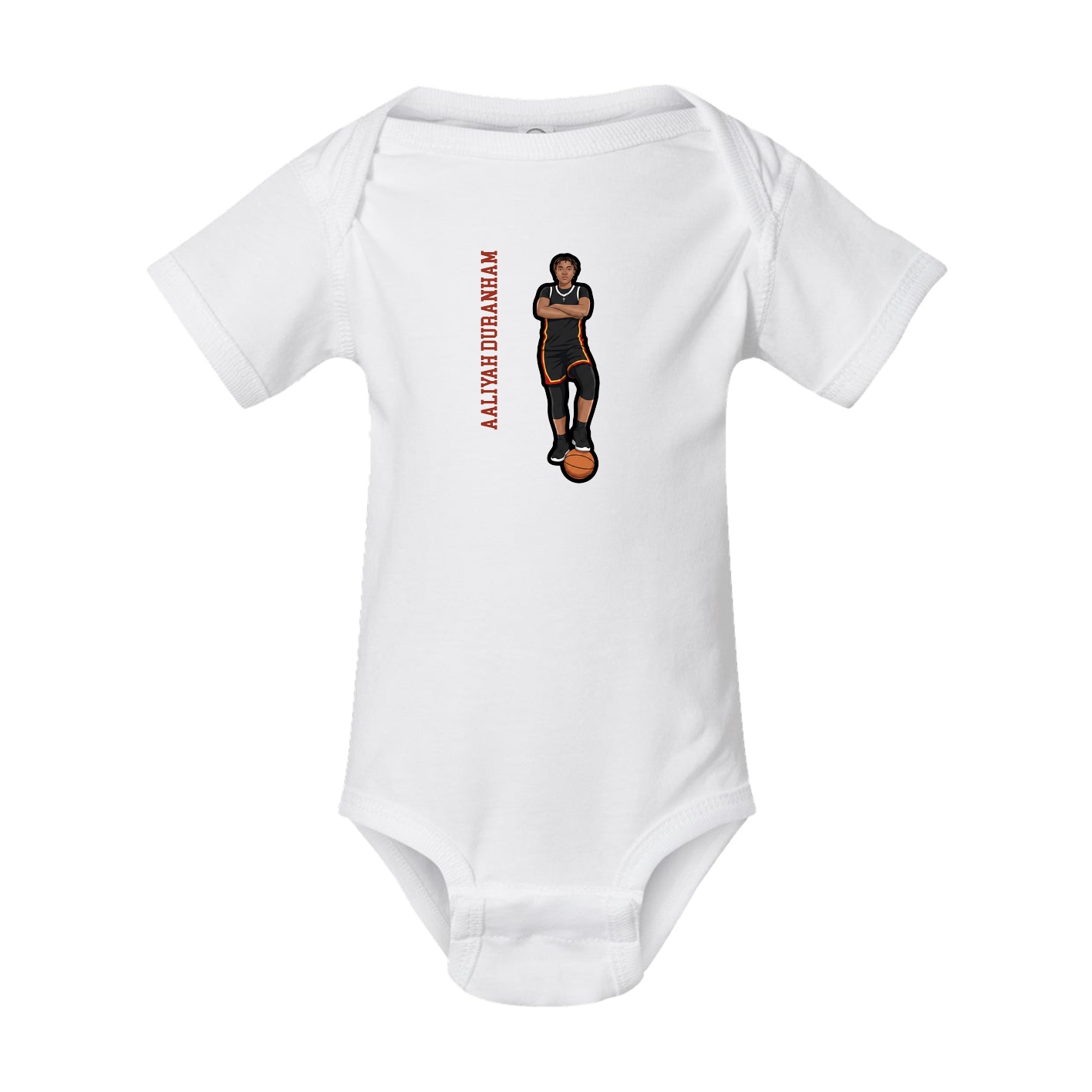 Baby Onesie — Name Vertical in White