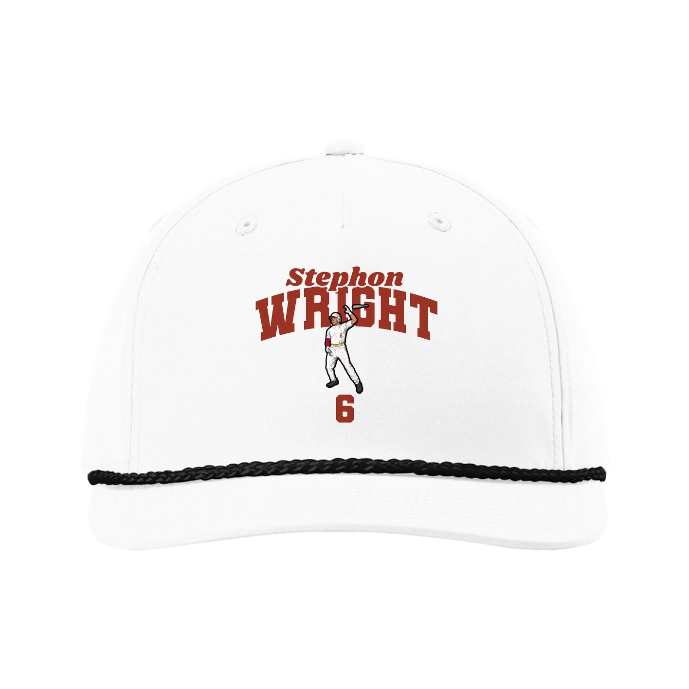 Five-Panel Classic Rope Cap — Signature Arch in White