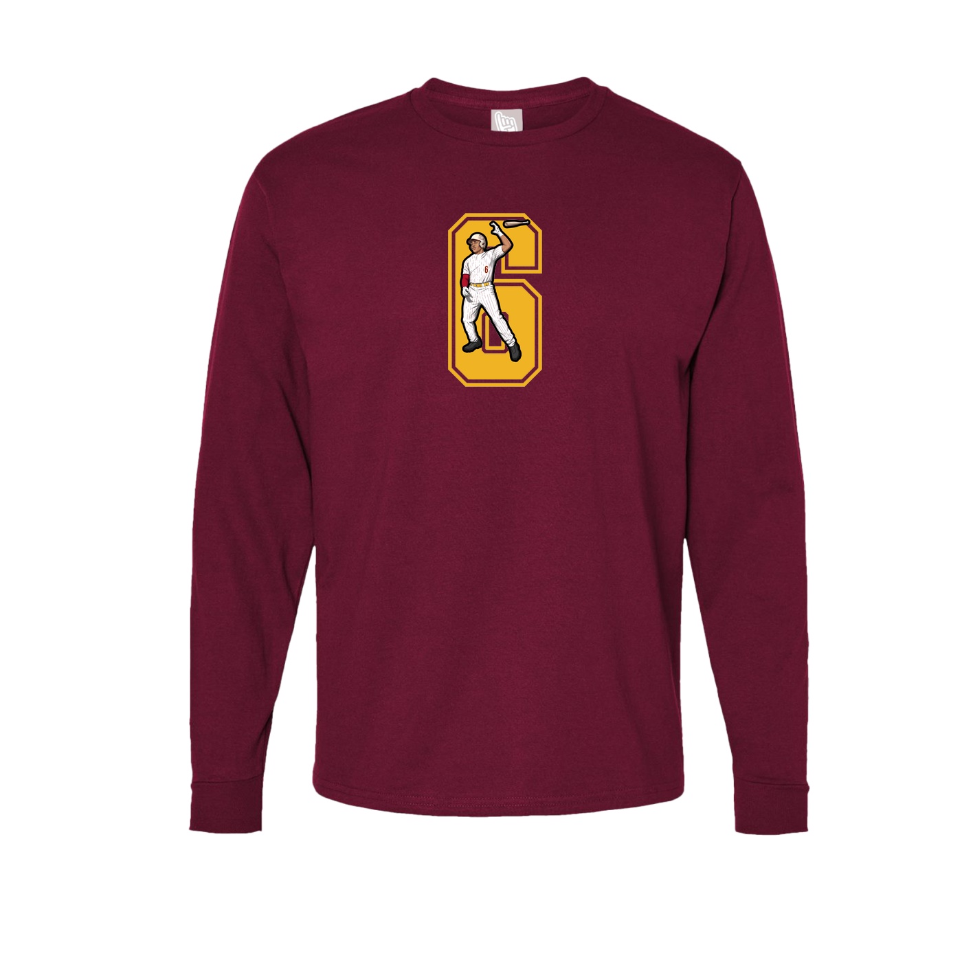 Long Sleeve Tee — Number in Cardinal