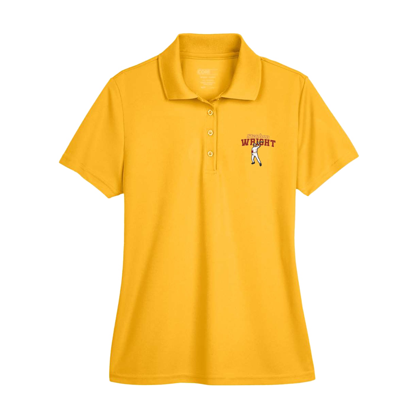 Womens Performance Polo — Name Arch in Gold