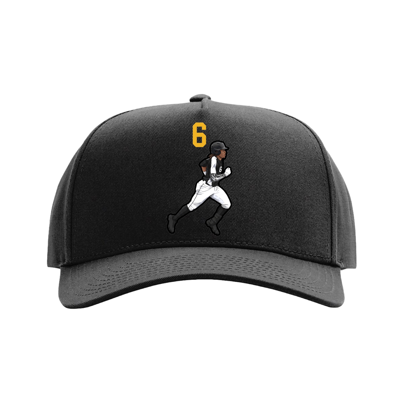 Full Fabric Five-Panel Champ Cap — Number Top in Black
